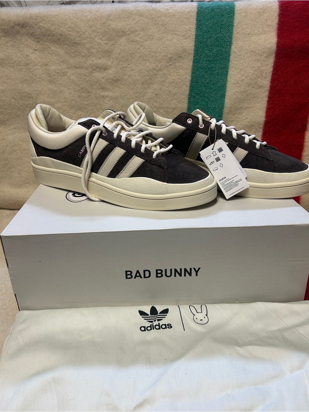 Adidas x Bad Bunny Black and Cream Campus Sneakers